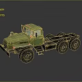 Vintage Green Heavy Duty Truck With Exposed Chassis And Multiple Wheels