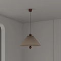Modern Beige Pleated Pendant Light with Wooden Top and Black Cord in Minimalist Room