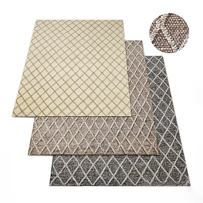 Square Rugs with Diamond Pattern in Beige Brown and Dark Gray Woven Texture 3d model