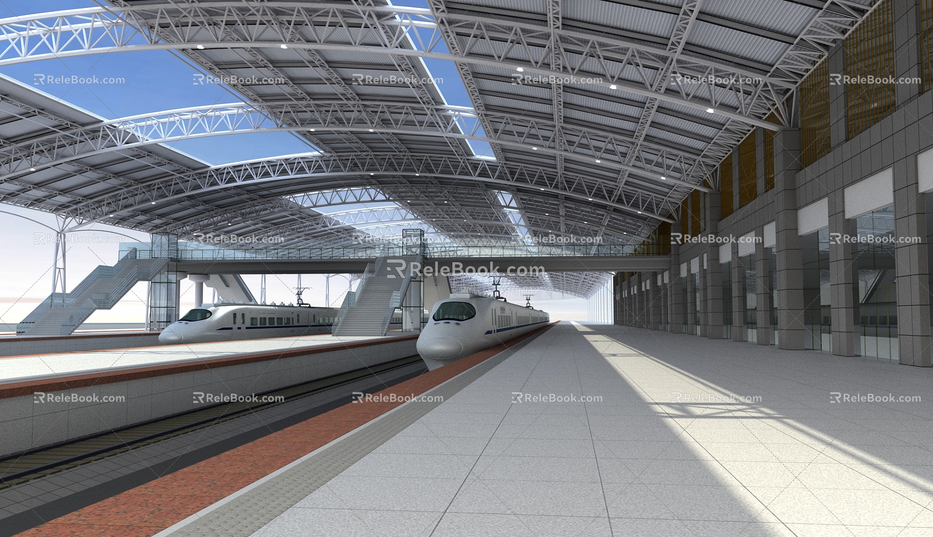 Modern High-speed Railway Station 3d model