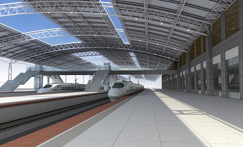 Modern High-speed Railway Station 3d model