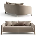 Modern Burgundy and Beige Double Sofa with Soft Plush Decorative Pillows 3d model
