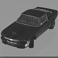 Vintage Sports Car Featuring Dark Blue Striped Body Shiny Surface Hood Vents And Black Wheels