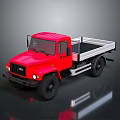 Red JMC Truck With Open Cargo Bed And Flatbed Utility Design 3d model