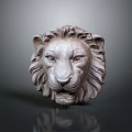 Detailed Stone Lion Head Sculpture Showcasing Majestic Mane And Facial Texture