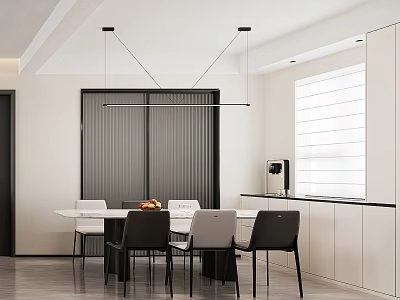Modern Minimalist Dining Room Interior Design With Sleek Dining Set And Practical Storage Cabinets 3d model