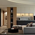 Modern Living and Dining Room Interior Design With Open Concept Sofa Coffee Table And Cabinets
