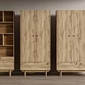 Modern Wooden Wardrobe With Double Doors Drawers And Matching Open Shelving
