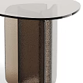 Modern Round Glass Top Coffee Table With Brown Textured Base Design 3d model