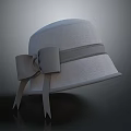 Light Gray Wool Blend Hat With Gray Ribbon Bow And Simple Elegant Design 3d model