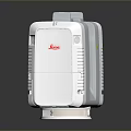 White Compact Household Appliance With Dual Structure And Circular Component On Stable Base