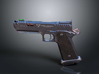 Modern Black Tactical Pistol With Green Indicator Red Accents And Project Jupiter Design 3d model
