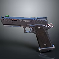 Modern Black Tactical Pistol With Green Indicator Red Accents And Project Jupiter Design