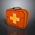Vintage Orange First Aid Kit With White Cross And Rustic Design