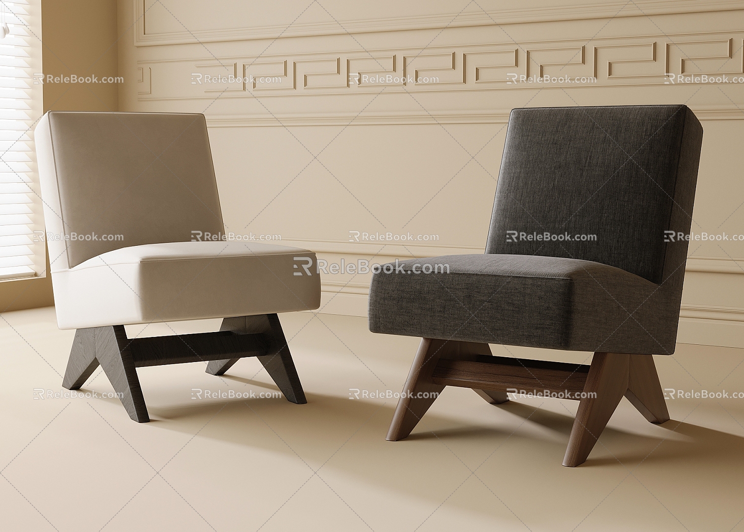 Single chair without armrest leisure chair 3d model