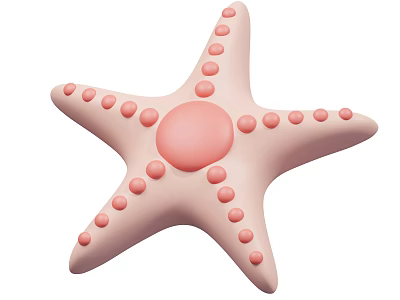 Pink Aquatic Animal Starfish With Five Arms And Small Dots Around Central Circle 3d model