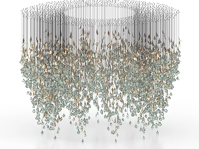 Modern Crystal Chandelier With Hanging Gold And Clear Droplets Elegant Design For Interior Decoration 3d model