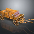 Old Fashioned Wooden Wagon With Four Wheels And Wooden Seat Carriage Structure