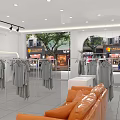 Modern Clothing Store Interior Featuring Trendy Clothes On Racks And Minimalist Design