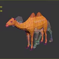 Low Poly Orange Camel Featuring Two Humps On Dark Background With Reflection 3d model