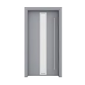 Sleek Modern Gray Swing Door Interior Design With White Vertical Panel And Silver Handle 3d model
