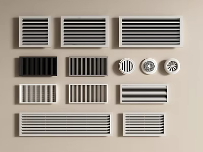 Various Air Conditioner Vents With Different Designs Shapes And Colors For Home Interior 3d model