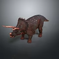 Realistic Detailed Brown Triceratops Model With Large Horns And Back Spikes
