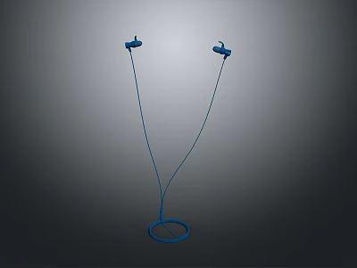 Blue In Ear Corded Headphones With Loop Design For Audio Experience 3d model