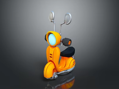 Orange Shiny Scooter with Round Headlight Rearview Mirrors and Black Seat 3d model