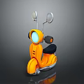 Orange Shiny Scooter with Round Headlight Rearview Mirrors and Black Seat