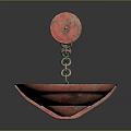 Copper Tea Set with Hanging Bowl Design Horn Shaped Ends Wooden Handle and Chains
