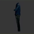 Blue Denim Shirt and Jeans Full Body Display with Open Arms Pose