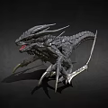 Mythical Dragon Creature With Detailed Black Scales Sharp Claws And Ancient Sword