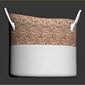 Rabbit Shaped Woven Basket With Orange White Pattern And Two Handles 3d model