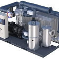 Integrated Industrial Equipment With Pipes Metal Tanks Control Panel And Compressor