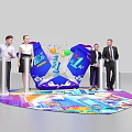 Vibrant Launch Device with Four People and Colorful Balloons at Ceremony