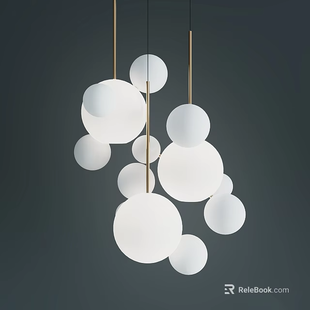 Modern White Spherical Chandelier With Multiple Hanging Globe Lights Design 3d model