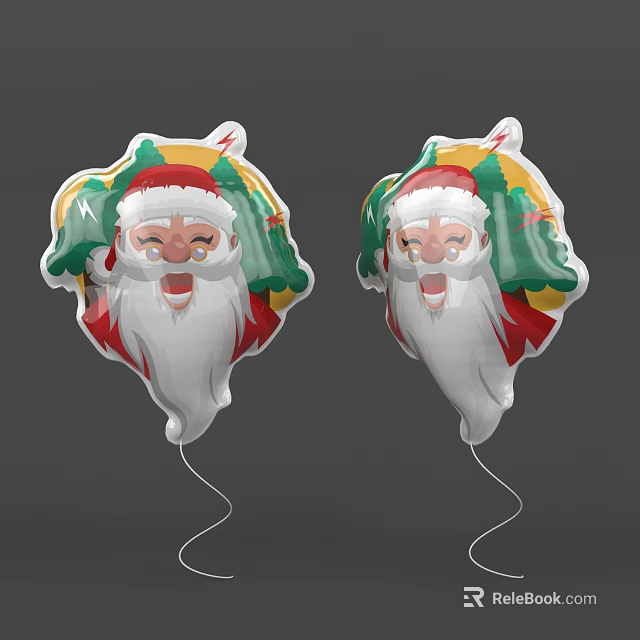 Cheerful Colorful Festive Christmas Santa Face Balloons For Holiday Decor 3d model 