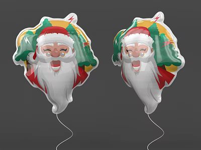 Cheerful Colorful Festive Christmas Santa Face Balloons For Holiday Decor 3d model