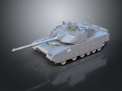 Modern Military Tank With Advanced Turret Long Barrel And Dark Reflective Surface 3d model