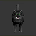 Gray Wolf with Sharp Teeth Green Eyes Fluffy Fur and Unique Tail 3d model
