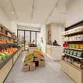 Modern Fruit Store Interior With Fresh Watermelons Bananas And Melons On Shelves