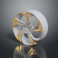 White and Gold Modern Alloy Wheel Rim with Sleek Design Shiny Surface and Reflection