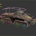 Detailed Military Armored Vehicle Weapon Model With Six Wheels And Roof Structure