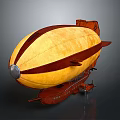 Vintage Retro Airship Featuring Yellow Brown Envelope And Propeller Structure Design 3d model