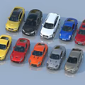 Multiple Car Models With Various Colors And Different Styles Neatly Arranged Together 3d model