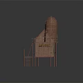 Bamboo Stilt House With Multi Level Structure Thatched Roof Wooden Ladder And Circular Platform