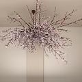 Elegant Floral Installation Chandelier Style With Pink Blossoms And Branches Ceiling Mounted Indoor