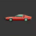 Red Pixel Art Sports Car With Stylish Retro Design And Shiny Wheels