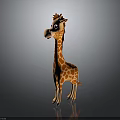 Cute 3D Cartoon Giraffe Character Animated Creature With Orange Spots And Red Mane